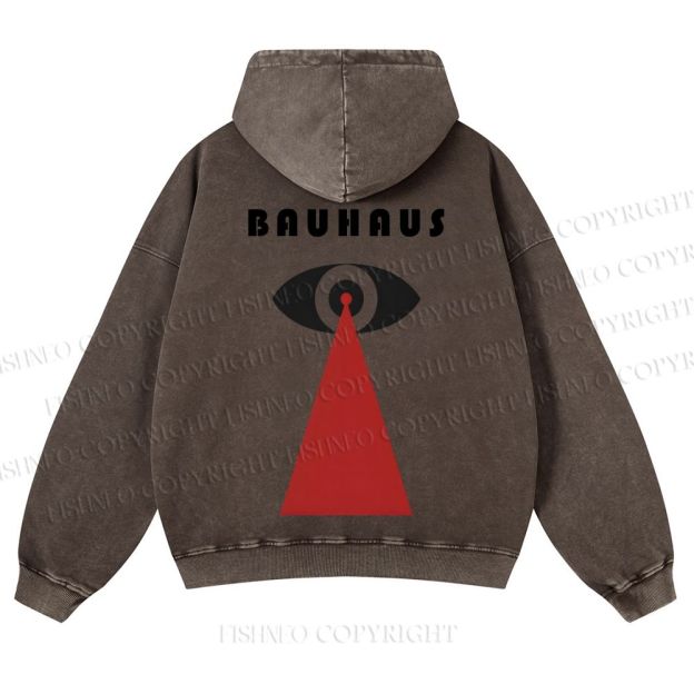 Casual Bauhaus Eyes Printed Washed Hoodie