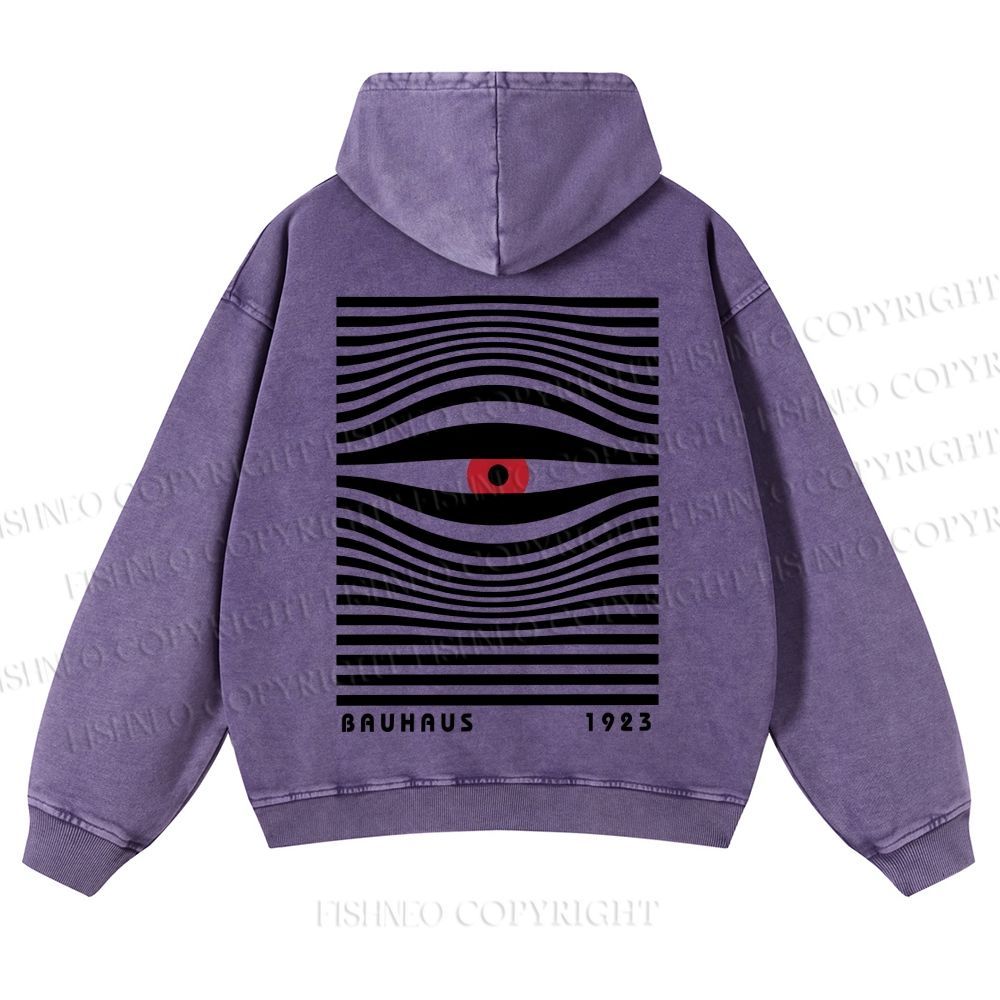 Casual Geometric Eyes Printed Washed Hoodie