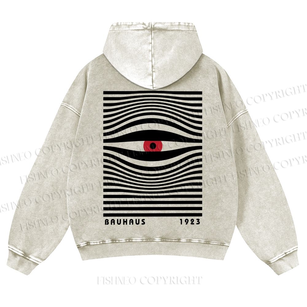 Casual Geometric Eyes Printed Washed Hoodie