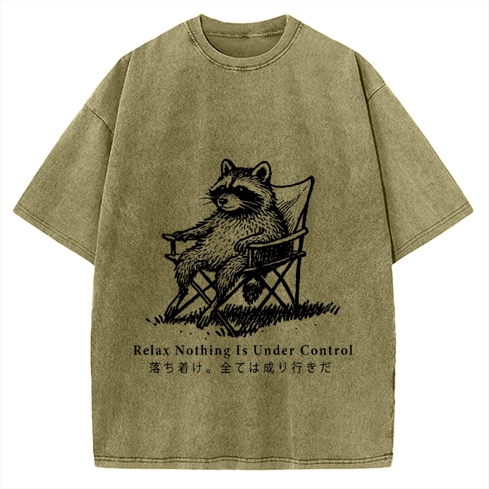 Raccoon Relaxing Vintage Washed T-shirt