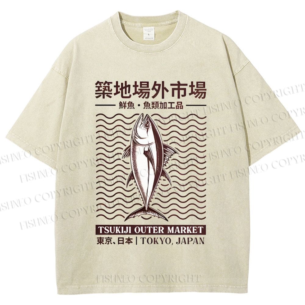Unisex Tsukiji Outer Market Printed Washed Tee