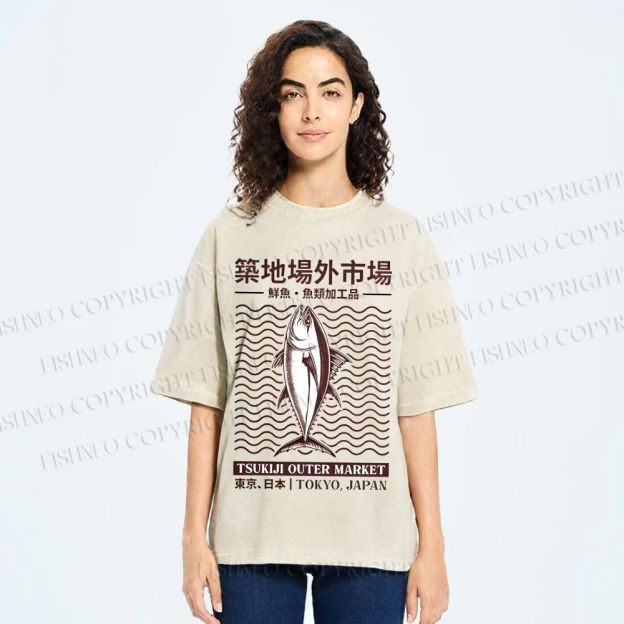 Unisex Tsukiji Outer Market Printed Washed Tee