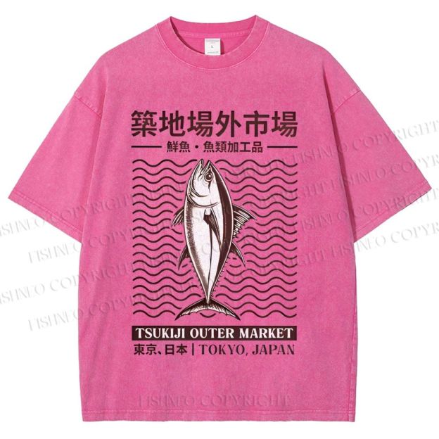 Unisex Tsukiji Outer Market Printed Washed Tee