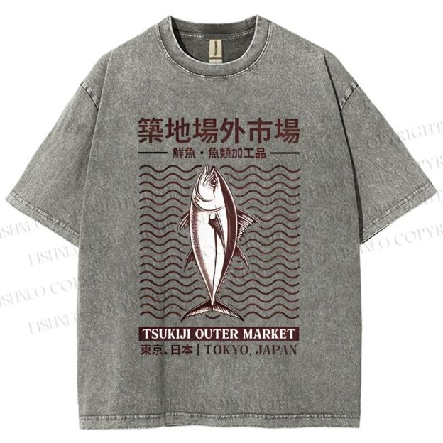 Unisex Tsukiji Outer Market Printed Washed Tee