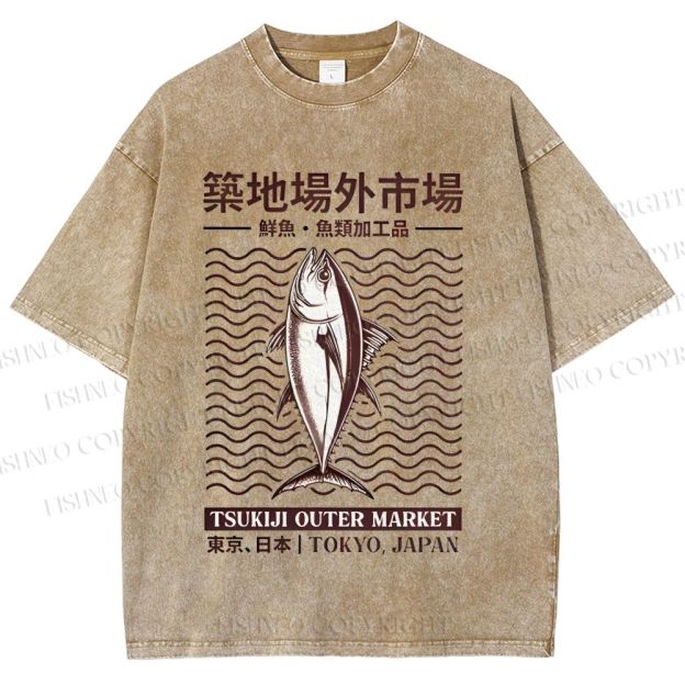 Unisex Tsukiji Outer Market Printed Washed Tee