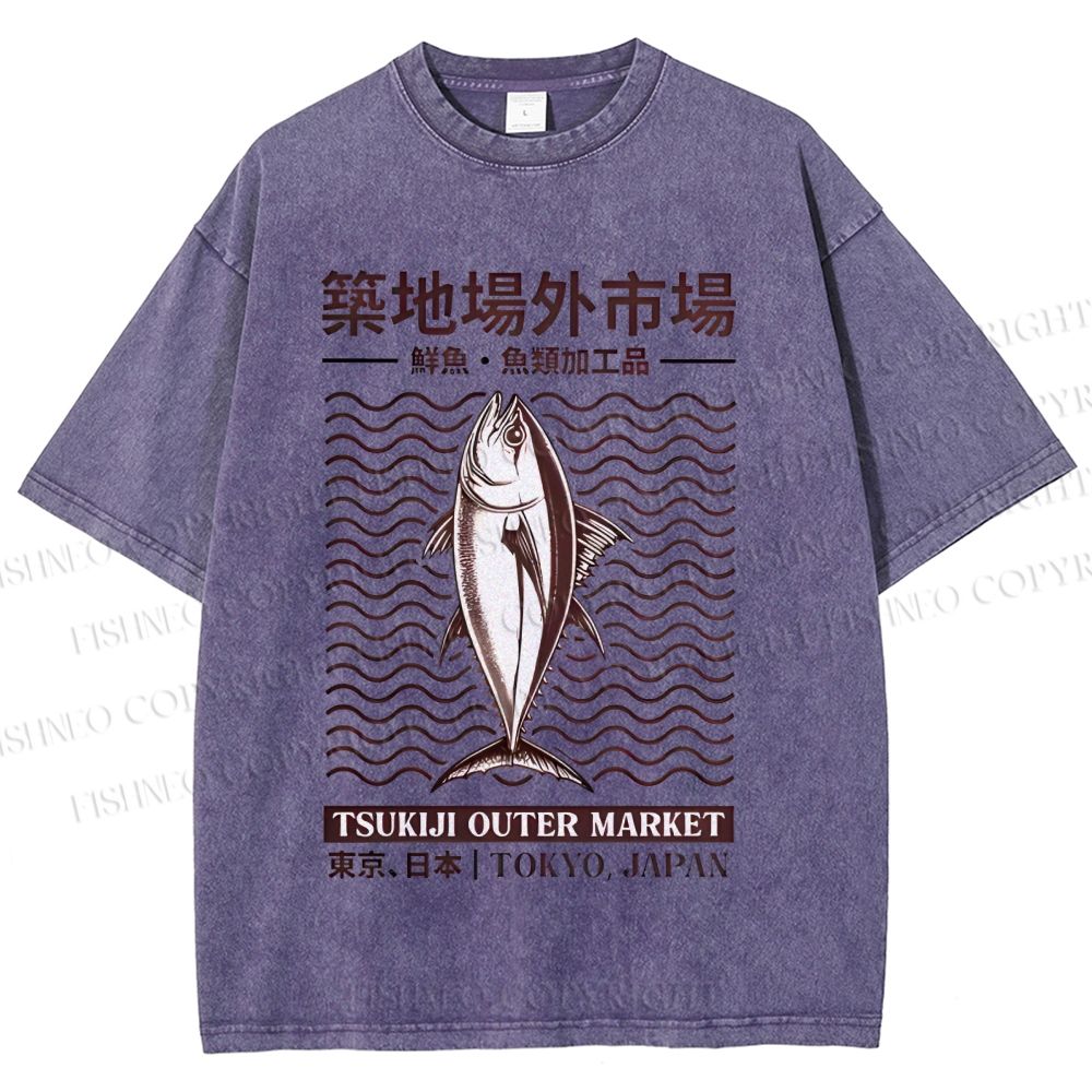 Unisex Tsukiji Outer Market Printed Washed Tee
