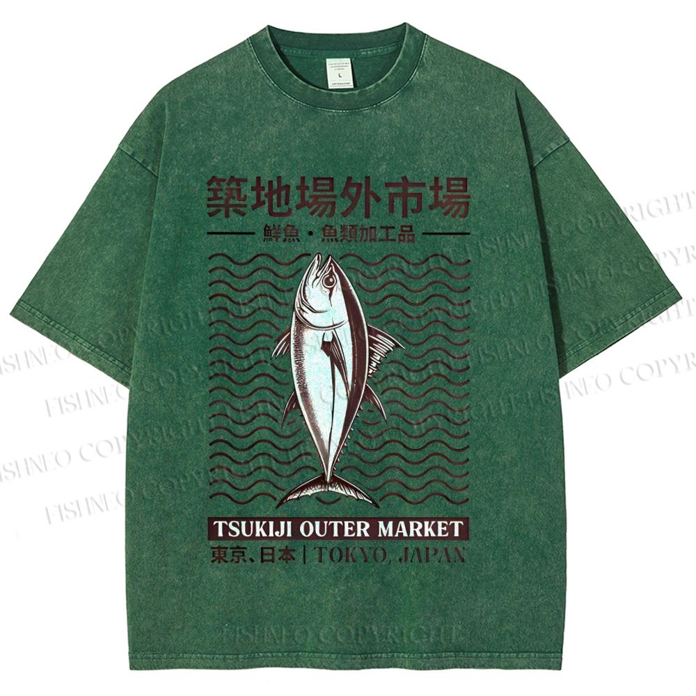 Unisex Tsukiji Outer Market Printed Washed Tee