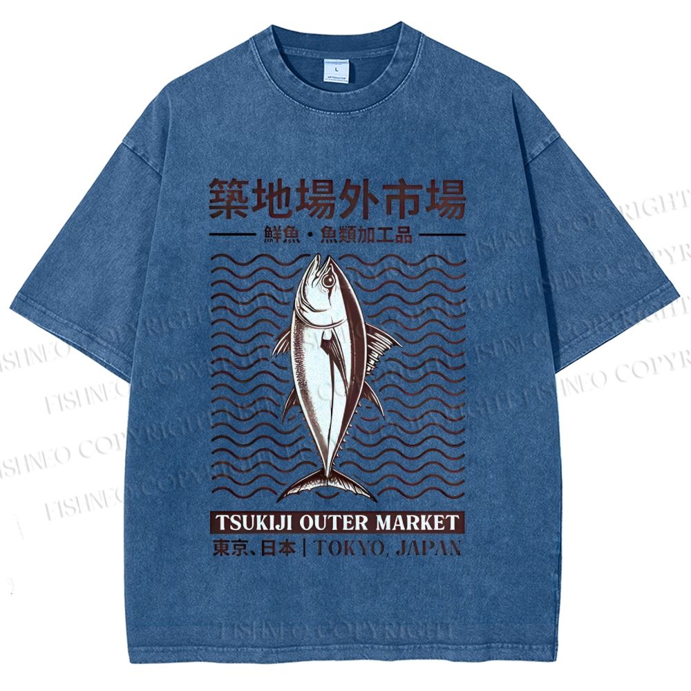 Unisex Tsukiji Outer Market Printed Washed Tee