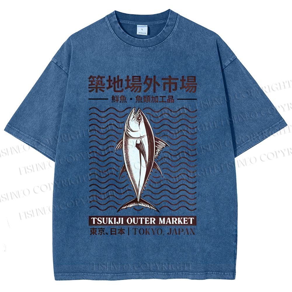 Unisex Tsukiji Outer Market Printed Washed Tee