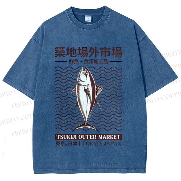 Unisex Tsukiji Outer Market Printed Washed Tee