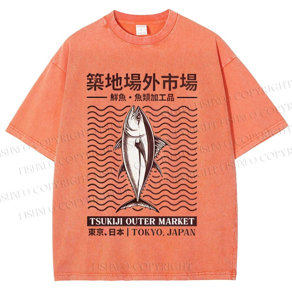 Unisex Tsukiji Outer Market Printed Washed Tee