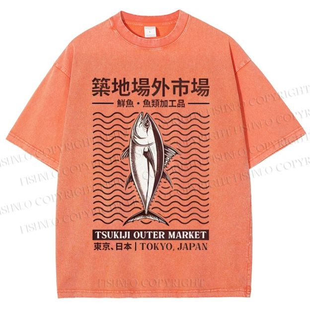 Unisex Tsukiji Outer Market Printed Washed Tee