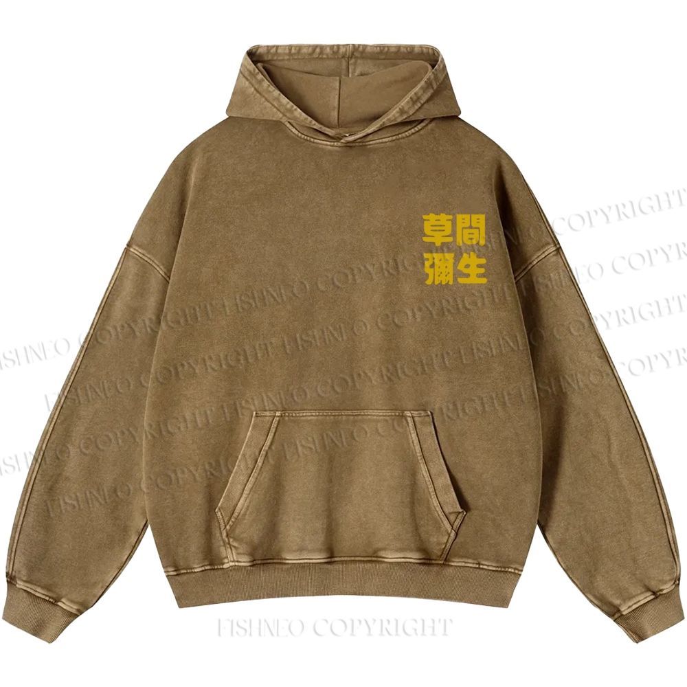 Unisex Casual Japanese Yayoi Kusama Cat Printed Washed Hoodie