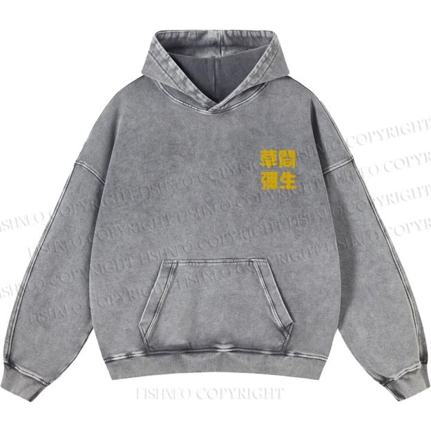 Unisex Casual Japanese Yayoi Kusama Cat Printed Washed Hoodie