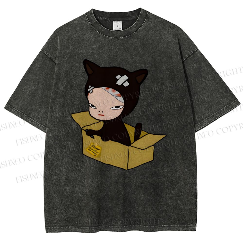 Unisex Yoshitomo Nara Box Printed Washed Tee