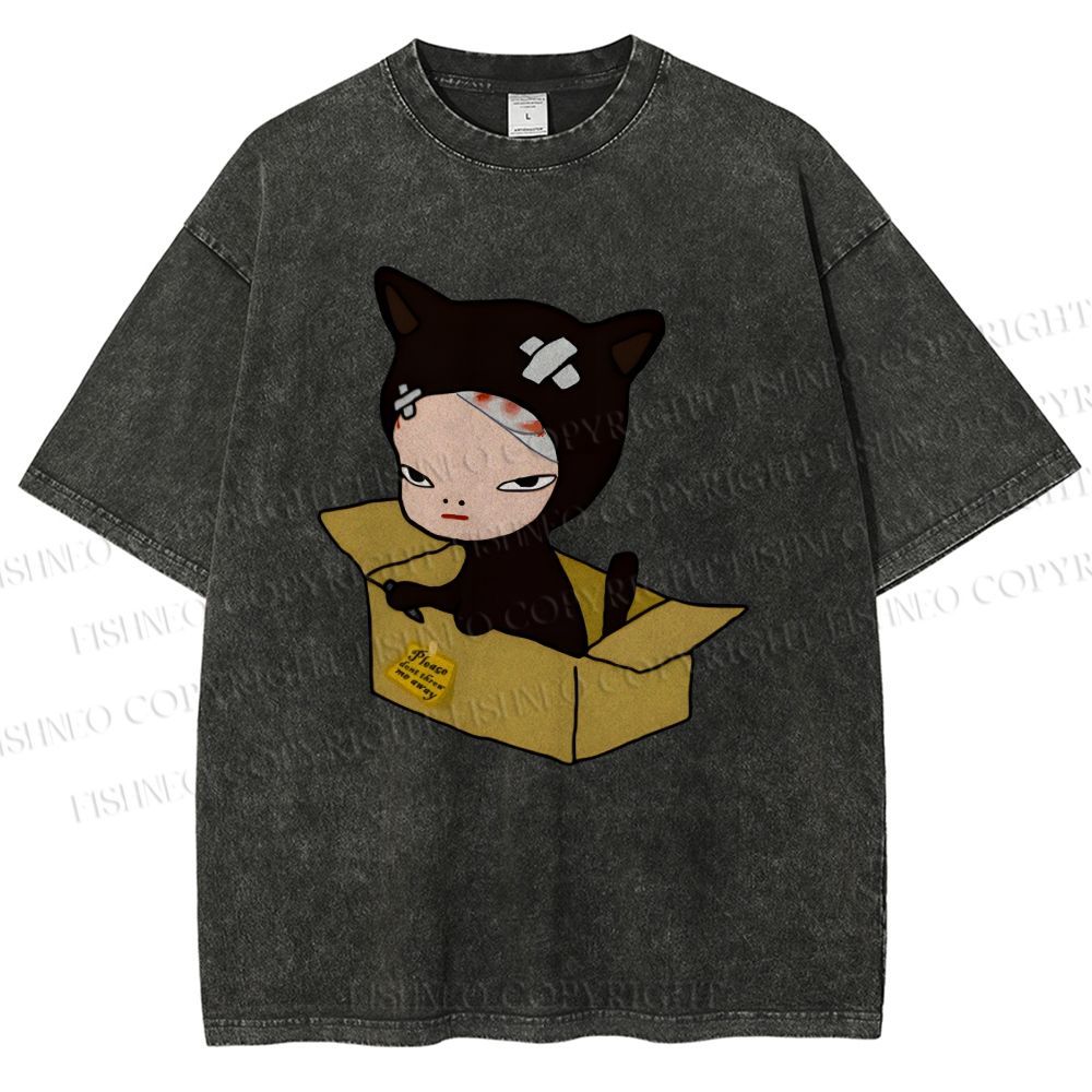 Unisex Yoshitomo Nara Box Printed Washed Tee