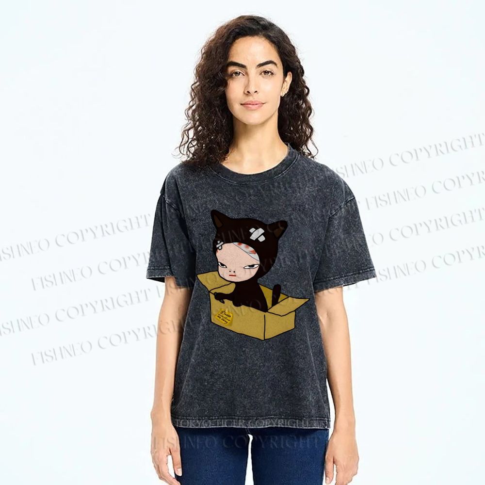 Unisex Yoshitomo Nara Box Printed Washed Tee