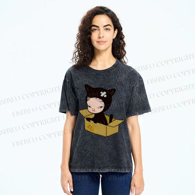 Unisex Yoshitomo Nara Box Printed Washed Tee