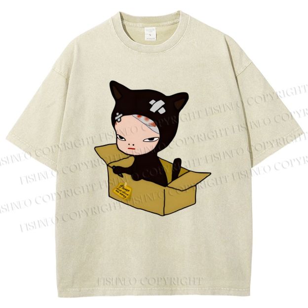Unisex Yoshitomo Nara Box Printed Washed Tee