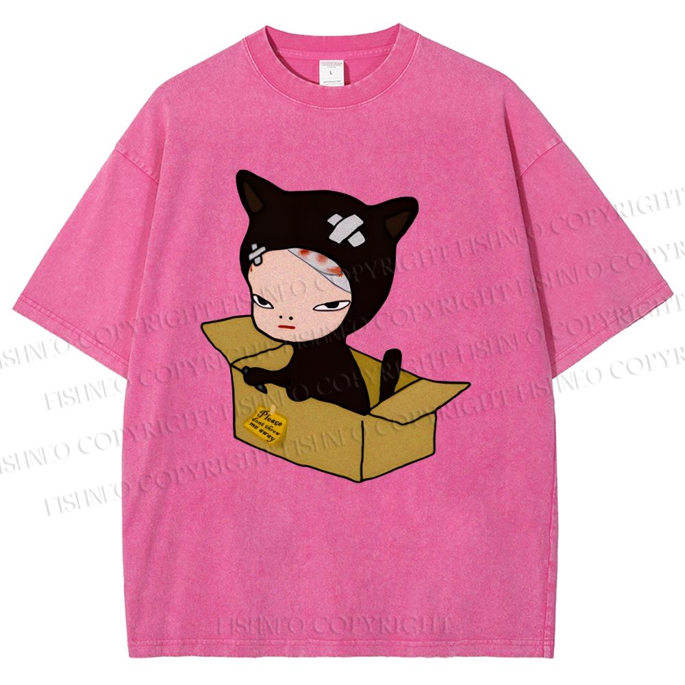 Unisex Yoshitomo Nara Box Printed Washed Tee