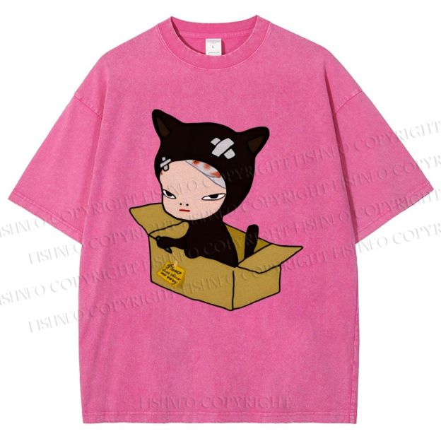 Unisex Yoshitomo Nara Box Printed Washed Tee