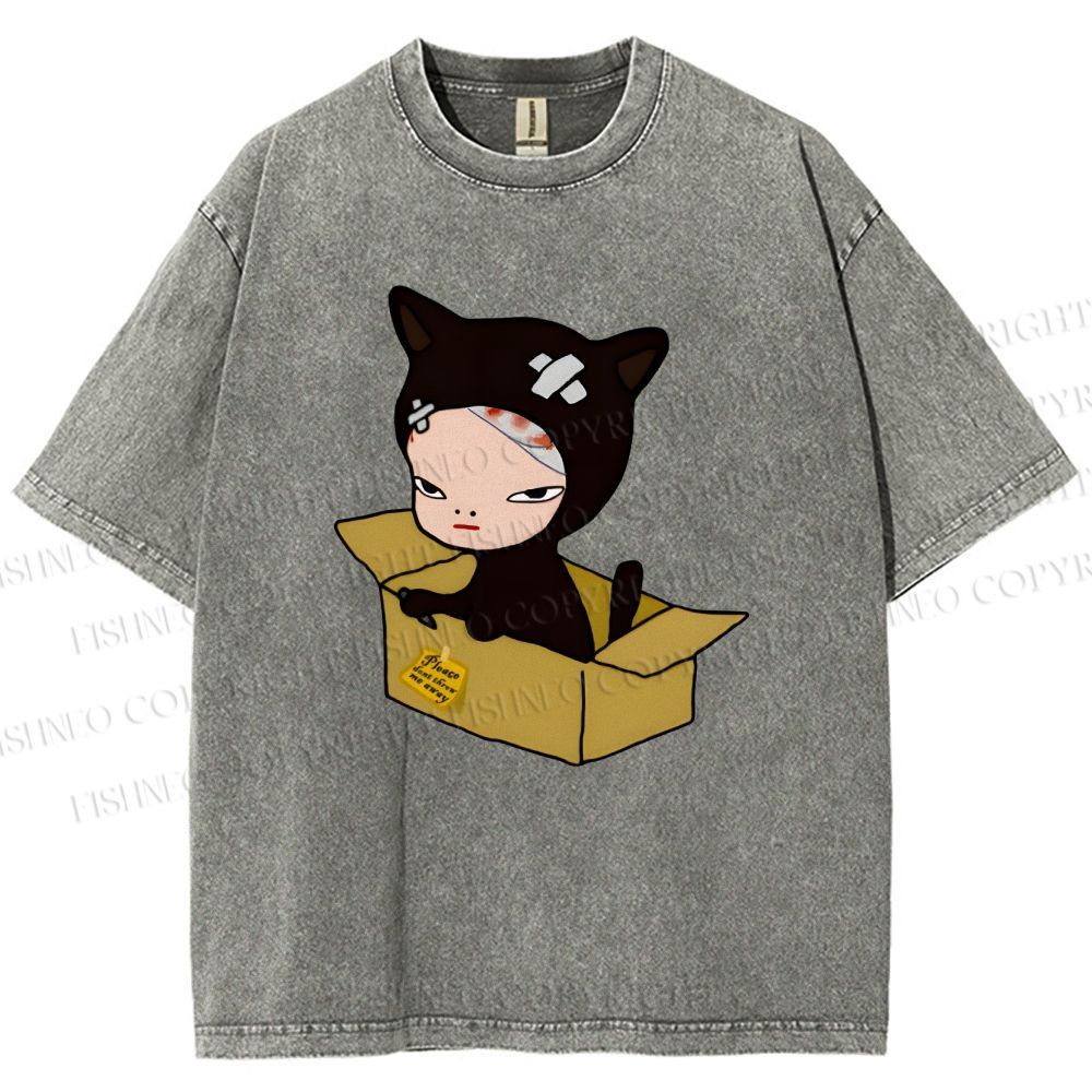 Unisex Yoshitomo Nara Box Printed Washed Tee