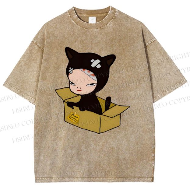 Unisex Yoshitomo Nara Box Printed Washed Tee
