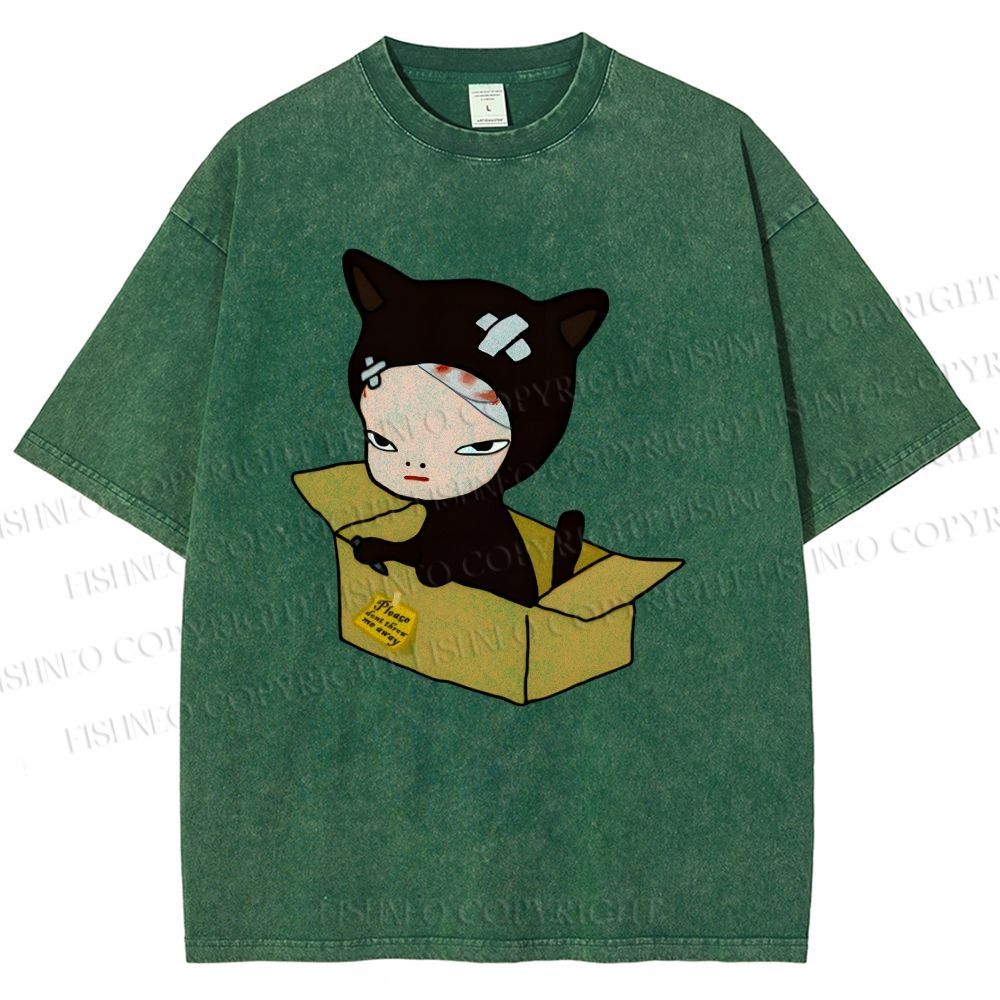 Unisex Yoshitomo Nara Box Printed Washed Tee