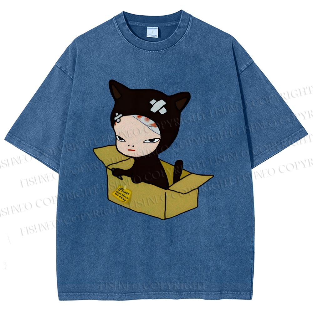 Unisex Yoshitomo Nara Box Printed Washed Tee