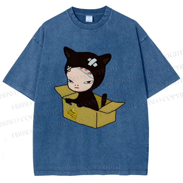 Unisex Yoshitomo Nara Box Printed Washed Tee