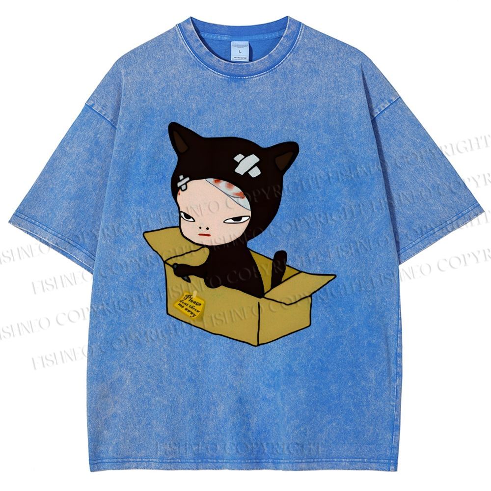 Unisex Yoshitomo Nara Box Printed Washed Tee