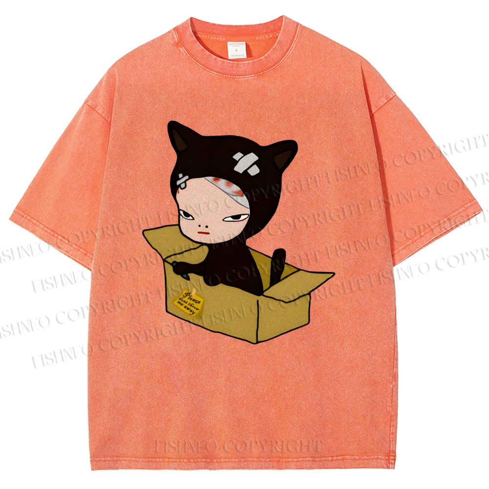 Unisex Yoshitomo Nara Box Printed Washed Tee