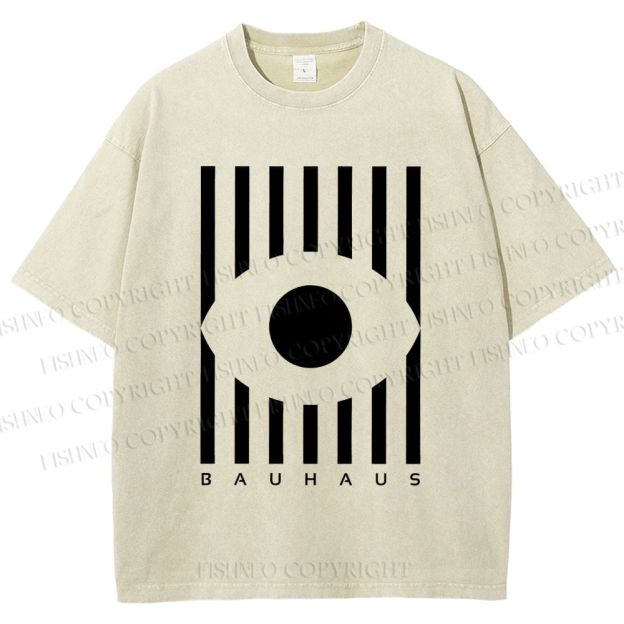 Unisex Bauhaus Geometric Eye Printed Washed Tee