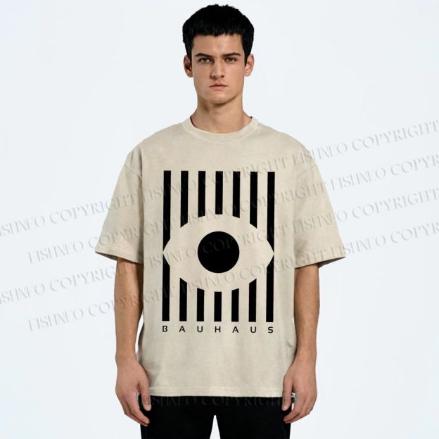 Unisex Bauhaus Geometric Eye Printed Washed Tee