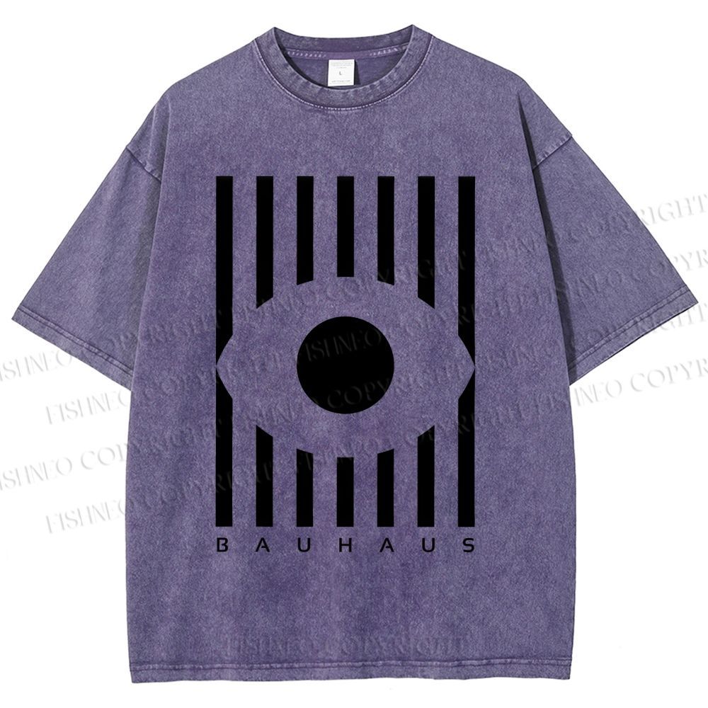 Unisex Bauhaus Geometric Eye Printed Washed Tee