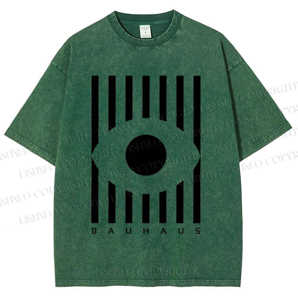 Unisex Bauhaus Geometric Eye Printed Washed Tee