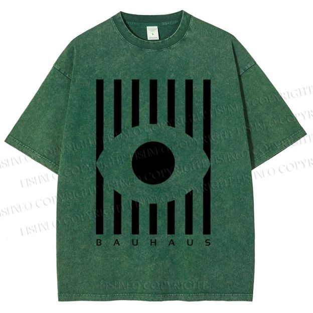 Unisex Bauhaus Geometric Eye Printed Washed Tee