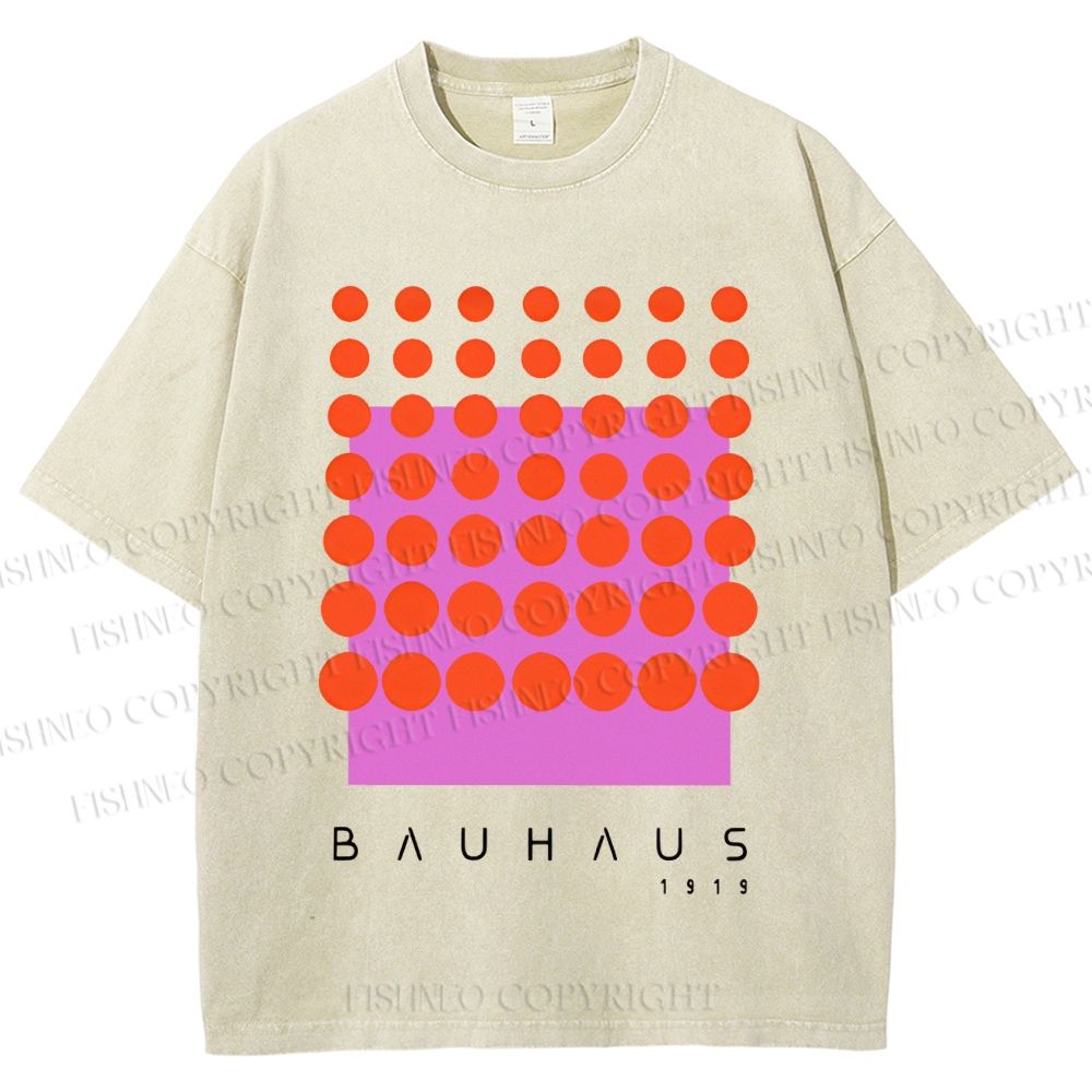 Unisex Bauhaus Geometric Circle Printed Washed Tee