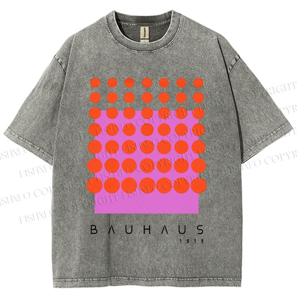 Unisex Bauhaus Geometric Circle Printed Washed Tee