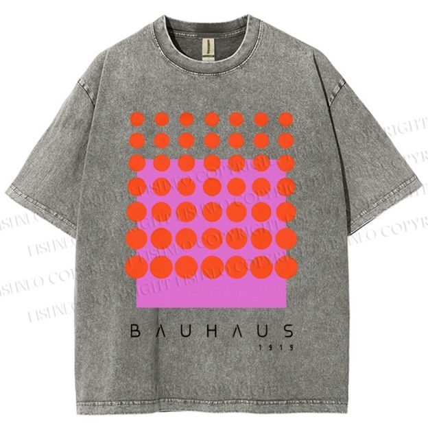 Unisex Bauhaus Geometric Circle Printed Washed Tee