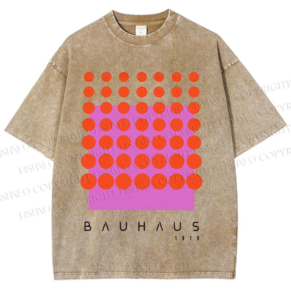 Unisex Bauhaus Geometric Circle Printed Washed Tee