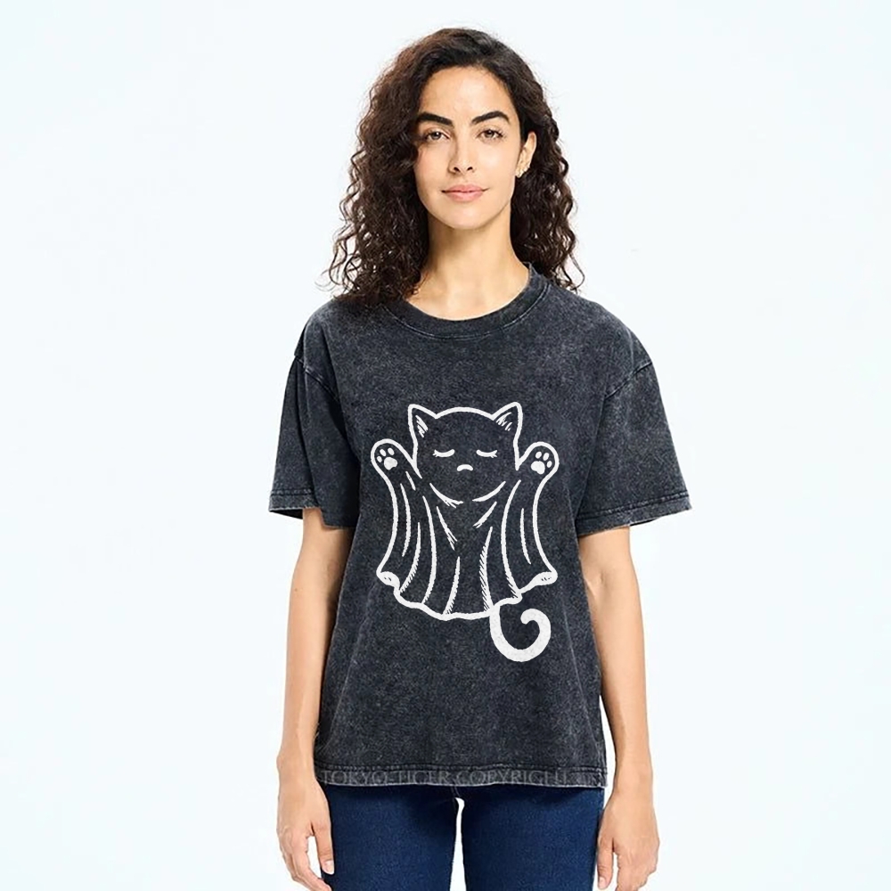 Cat Ghost Washed T-Shirt