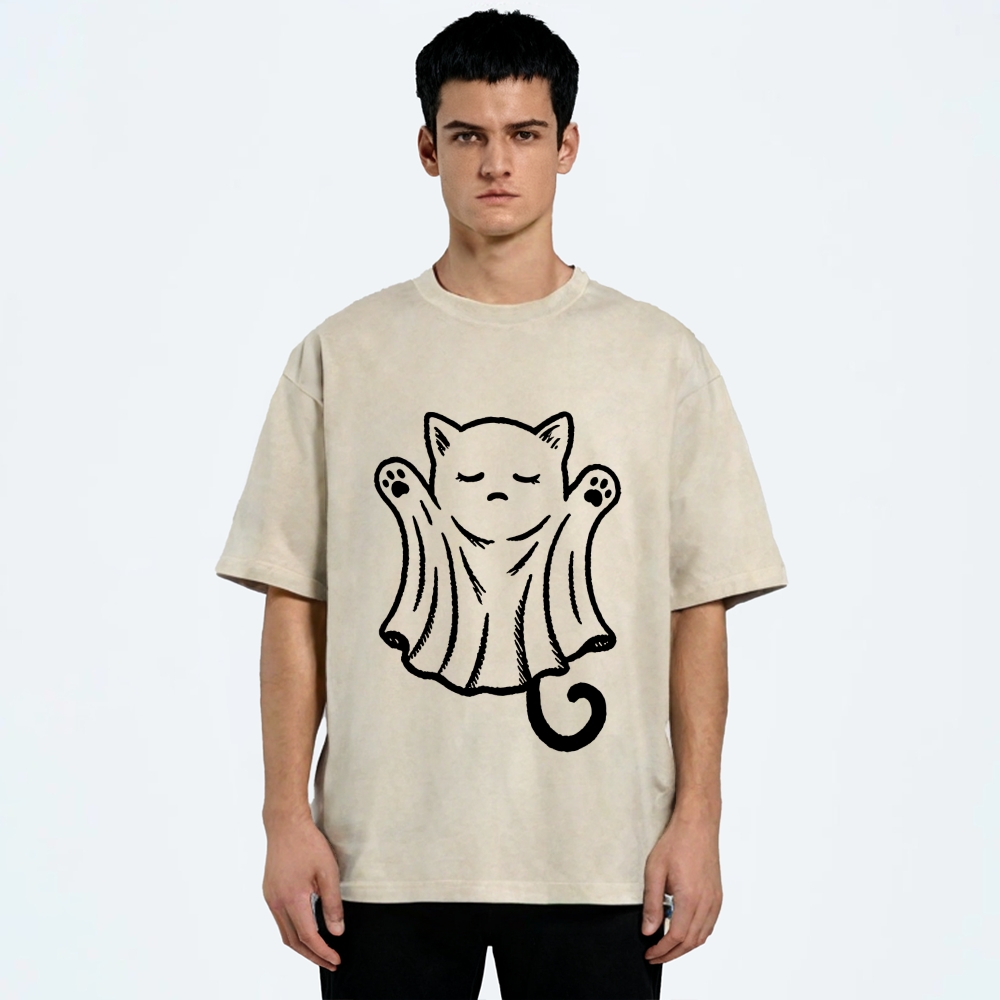 Cat Ghost Washed T-Shirt