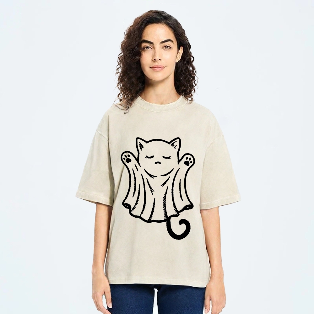Cat Ghost Washed T-Shirt