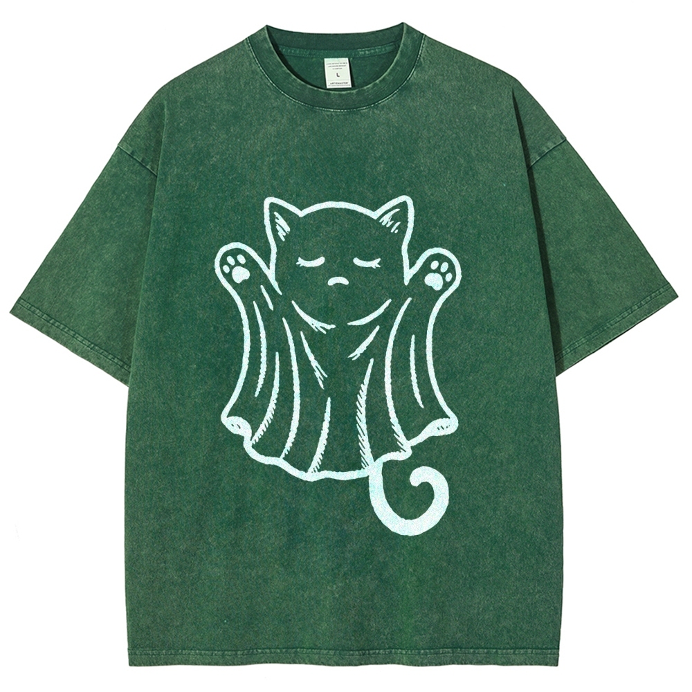 Cat Ghost Washed T-Shirt