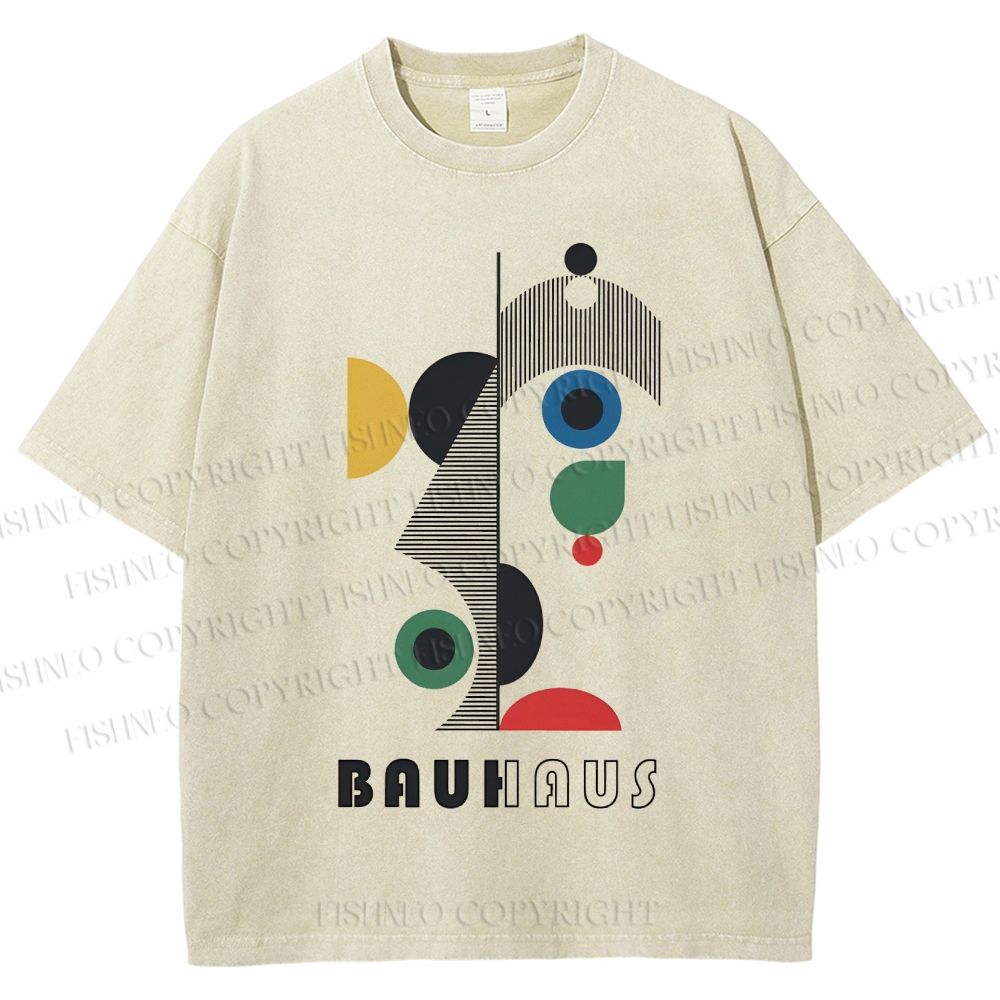 Unisex Bauhaus Art Geometry Printed Washed Tee