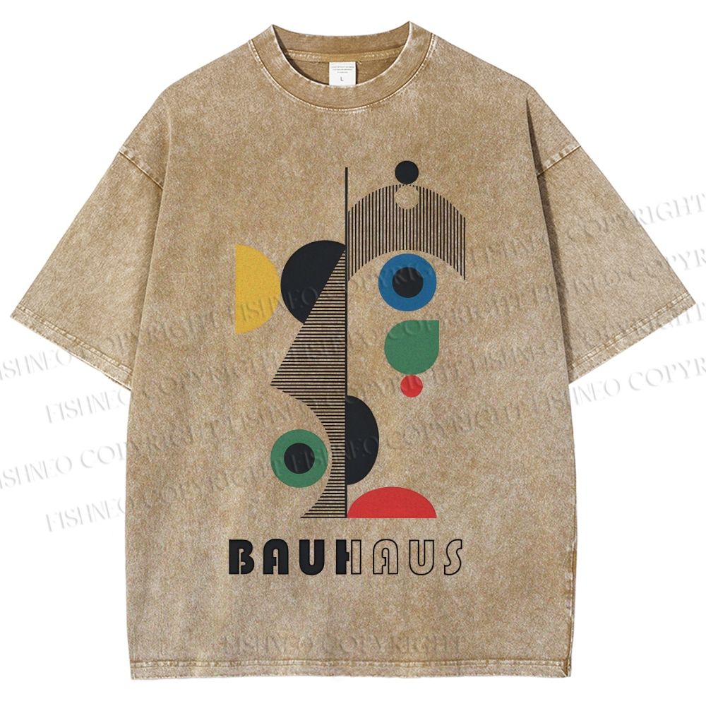 Unisex Bauhaus Art Geometry Printed Washed Tee