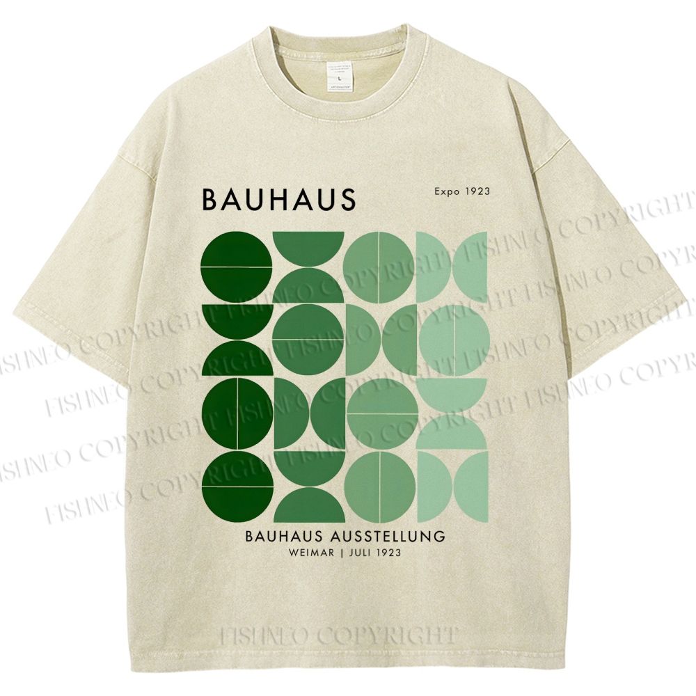 Unisex Bauhaus Gradient Geometry Printed Washed Tee