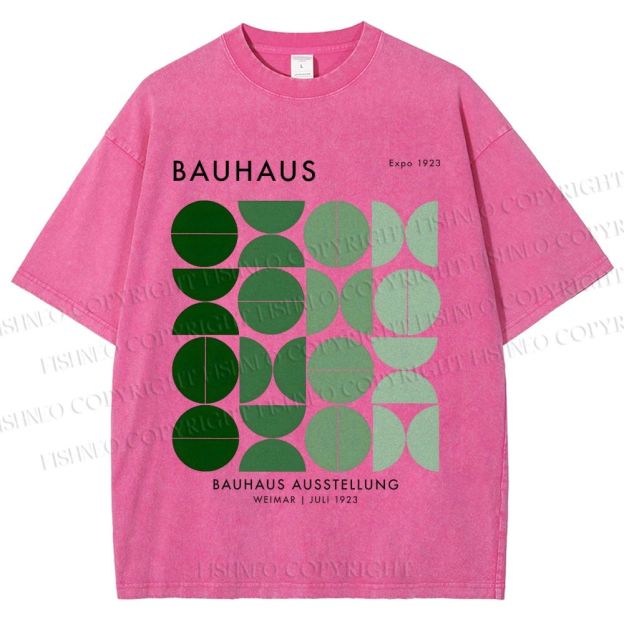 Unisex Bauhaus Gradient Geometry Printed Washed Tee