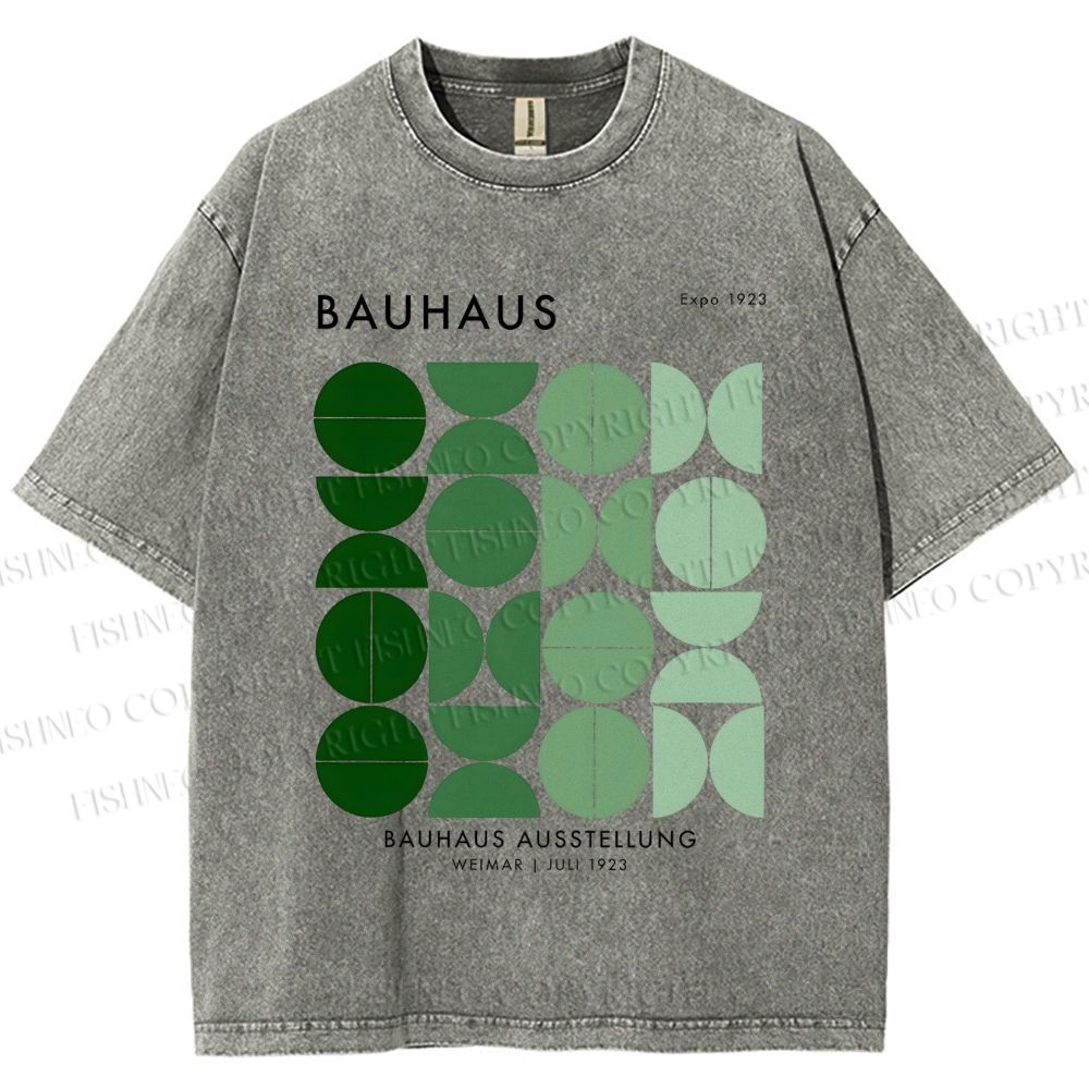 Unisex Bauhaus Gradient Geometry Printed Washed Tee